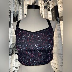NWT LANE BRYANT LIVI ACTIVE Black & Multicolor Strappy Bralette. Size 14/16.